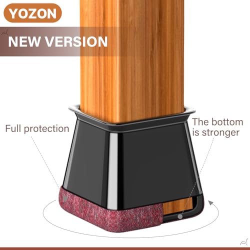 Image of YOZON Chair Leg Floor Protector Silicone Caps Felt Furniture Pads Covers | Chair Leg Protectors for Hardwood Floors Anti-Scratch Reduce Noise Black-16 Pcs Square L Fit:1-1 /8 inch ~ 1-9 /16 inch (27-40mm)