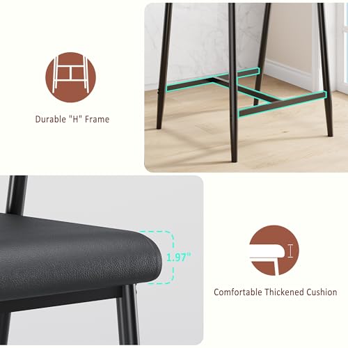 Image of GarveeHome Bar Stools Set of 8 with Arms, 26 inch Modern 8pcs Counter Height Metal Barstools Set with Wood Back & Footrest, Wider Seat, Sturdy Frame, for Counter Bar, Kitchen Island, Retro Black