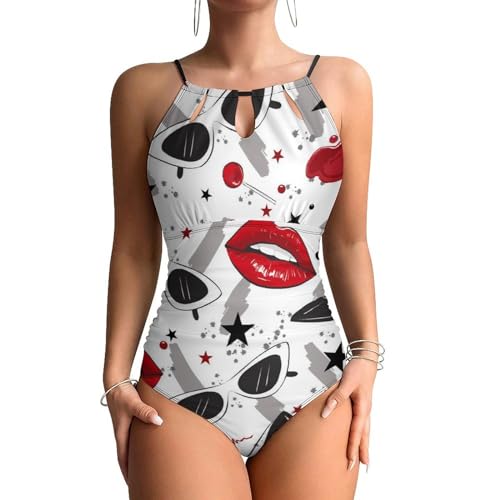 Monokini beachwear à motif lèvres idéal pour vos vacances d'été et après-midis piscine