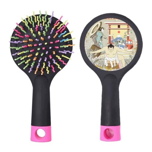 Brosse à cheveux démêlante japonaise ukiyo-e avec sa base coussin d'air bien-être