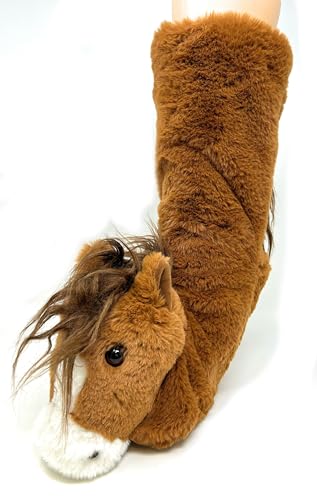 ooohyeah Kids’ Funny Fuzzy Animal Slipper Socks, Cute Soft Non-Slip Warm Socks for Girls & Boys, Size 1-52