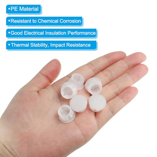 Image of PATIKIL 13mm (1 /2 inch) Plastic Hole Plugs, 30Pcs Flush Type Round Hole Plugs Cover Snap in Locking Hole Tube for Table Kitchen Cabinet Furniture, White