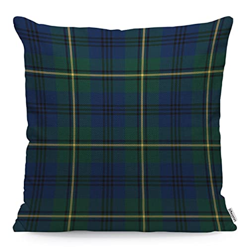 WONDERTIFY Johnston Clan Housse de coussin tartan jaune pour canapé, lit, canapé, 45 x 45 cm