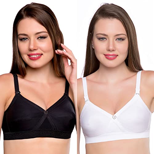 Image of TRYLO KPL Women's Cotton Non-Padded Bra Black /Black Currant /Butter SCOT /Coral /MARUN /Rasberry /Rose Gold /Nude /Sapphire /Skin /White 30 to 40 Available Cups C to I
