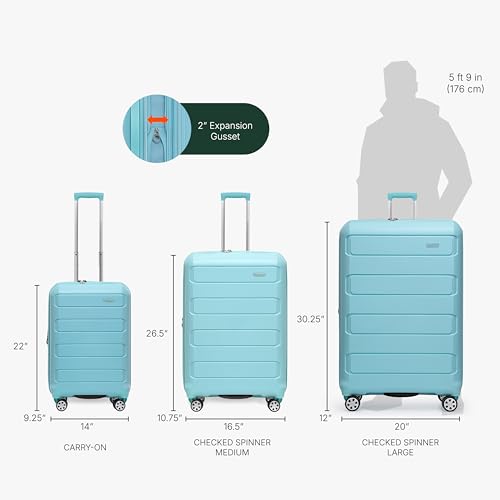 Traveler's Choice Pagosa Indestructible Hardshell Expandable Spinner Luggage, Baby Blue, 26" Medium - Image 6