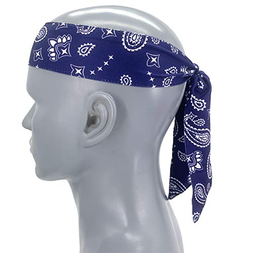 Jhywell Paisley Head Tie Headbands, Tennis Tie Back Headband, Sweat Wicking Quickly Dry Hair Band For Men Women thumb #4