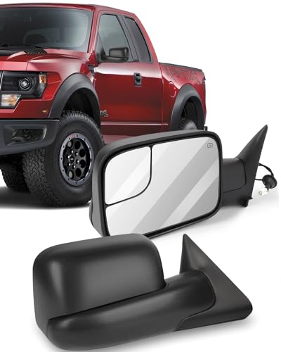 ECCPP Towing Mirrors Pair Side Mirrors Replacement for 98-01 for Dodge for Ram 1500, 98-02 for Ram 2500 3500 Truck Pickup with Flip-Up Manual-Folding - Texture Black