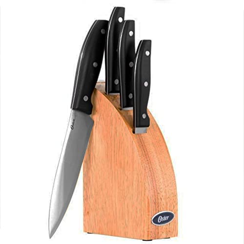 Oster Granger 5pc Cutlery Set with Halfmoon Natural Wood Block