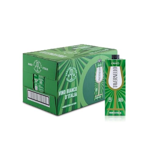 Tavernello Classico Vino Bianco d'Italia, Vino Secco con Profumi Fruttati, 10.5% Vol, Confezione con 15 Brik da 1 L
