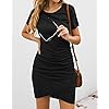 BTFBM-Womens-2021-Casual-Crew-Neck-Short-Sleeve-Ruched-Stretchy-Bodycon-T-Shirt-Short-Mini-Dress BTFBM Women's 2023 Summer Casual Beach Dresses Crew Neck Short Sleeve Wrap Party Club Mini Ruched Bodycon T Shirt Dress(Black, Medium)