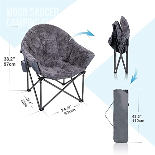 ALPHA CAMP Campingstuhl Faltbar, Klappstuhl XXL bis 150kg, Moonchair Extra Breit, Campingsessel Angelstuhl mit Plüsch… - Image 3