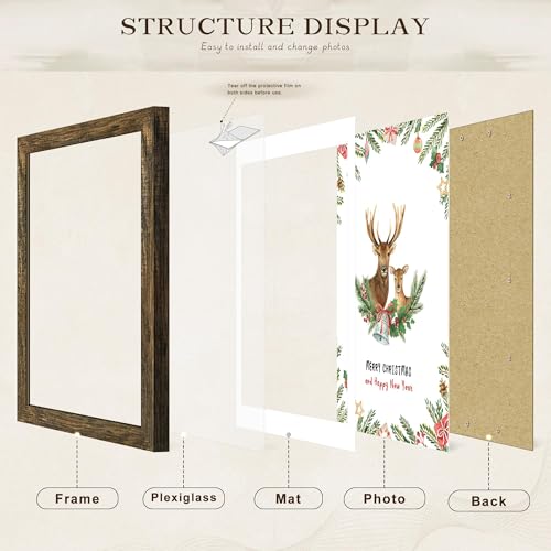 Image of Picrit 20x24 Rustic Brown Picture Frame, Poster Frame for Wall, 3 Pack