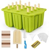 Moldes para Paletas de Hielo Silicona 12 Cavidades, Juego de Hielos Molde con Embudo, Sin BPA y Reutilizables, Ideal para...