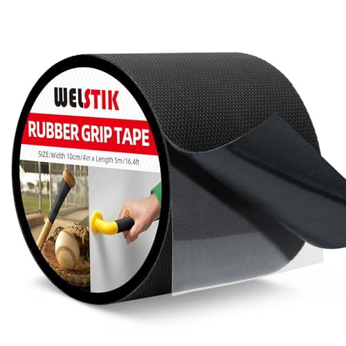 WELSTIK Gummigriffband, Ultra starkes wasserdichtes Anti-Rutsch-Band mit strukturiertem Klebstoff für DIY-Werkzeuge & Gadgets (Schwarz, 10cm x 5m)