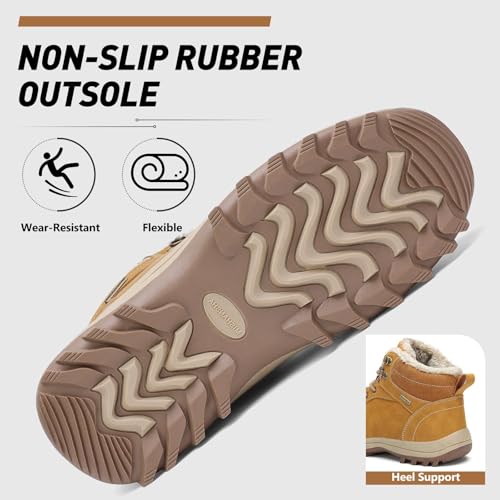 Image of Mishansha Snow Boots for Women - Waterproof Winter Hiking Boots with Warm Fur Lining, Anti-Slip Sole, Insulated Outdoor Cold Weather Booties