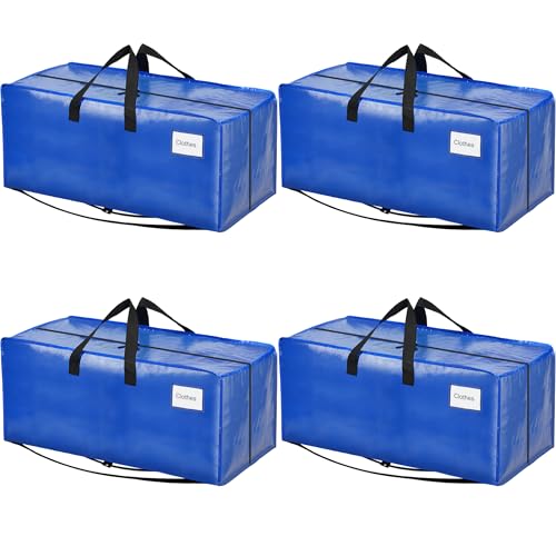 Image of BAGAIL Heavy Duty Moving Bags with Strong Handle, Extra Large Moving Boxes, Storage Tote for Clothes, College Moving Supplies(Light Blue, 4 Pack)