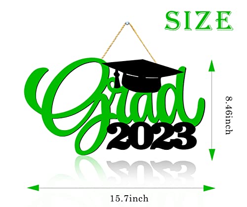 Green Grad 2023 Wooden Sign Party Decorations Graduation Wood Photo Booth Props Class Of 2023 Wooden Cutout Sign For School Graduation Party (Green) #TOP1