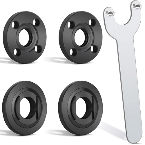 Angle Grinder Flange Nut Tool Set - 2 Pairs 125mm Inner & Outer Flange Nuts with Adjustable Angle Grinder Spanner Wrench, Pin Wrench, Grinder Chuck Key - Angle Grinder Accessories, Drill Angle Grinder