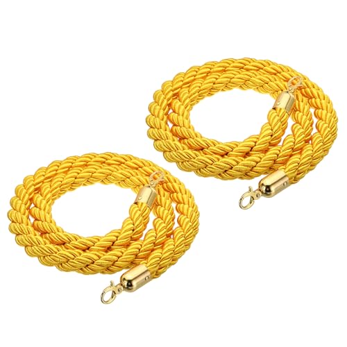 Poteaux cordes haut de gamme torsadés jaune doré avec crochets robustes pour accueil VIP
