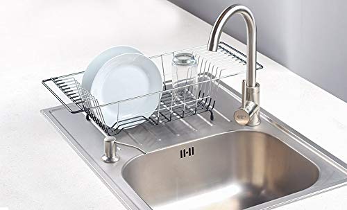 Neat-O Over-The-Sink Kitchen Dish Drainer Rack, Durable Chrome-Plated Steel (Black) - Thumbnail 2