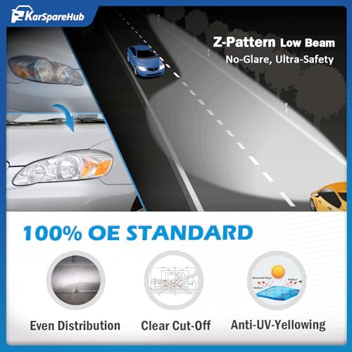 Image of Halogen Headlights for 2003-2004 2005 2006 2007 2008 Toyota | Headlights Assembly with High /Low Beam Bulbs, Chrome Housing, Driver & Passenger Side