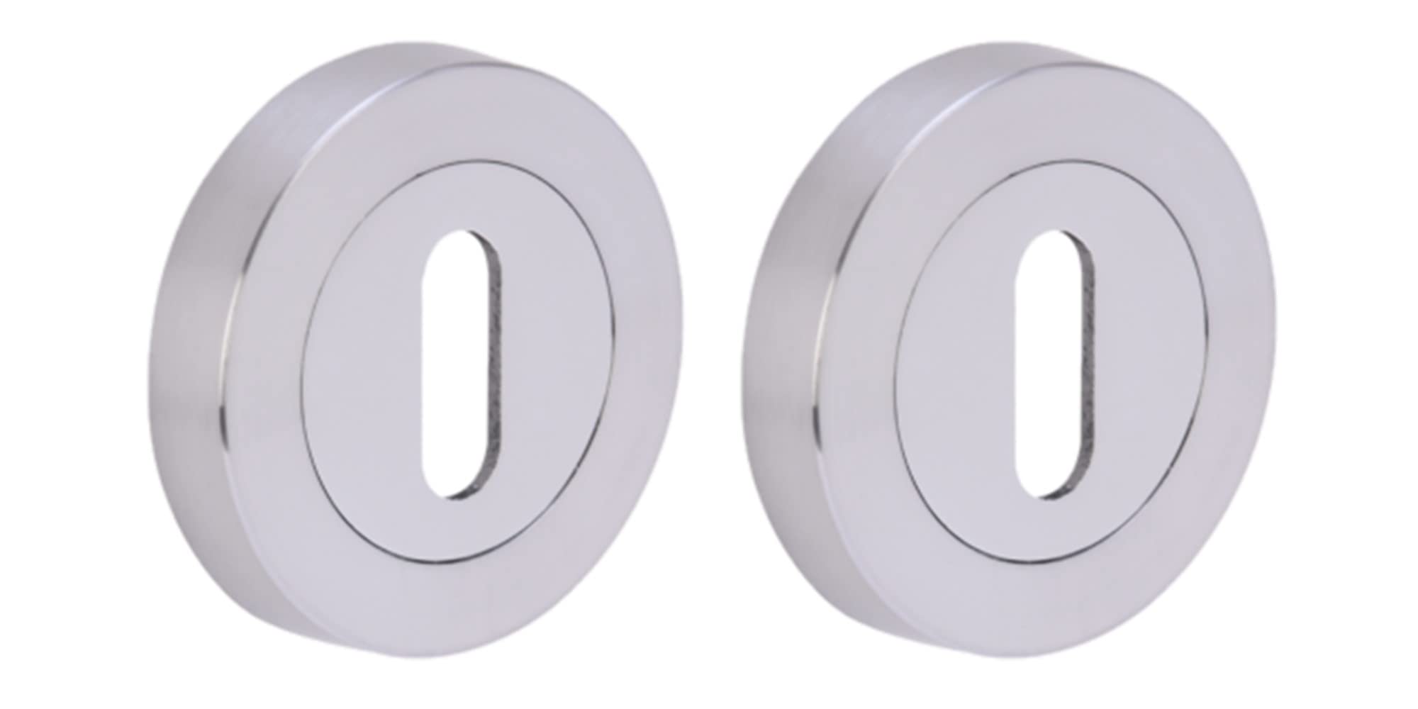 HANDLEZONE® 2 Pack Keyhole Door Lock Escutcheon Covers - Dual Finish Polished/Satin Chrome