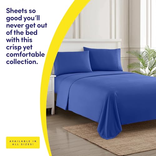 Image of 1500 Thread Count 3pc Bed Sheet Set Egyptian Quality Deep Pocket - Twin, Royal Blue