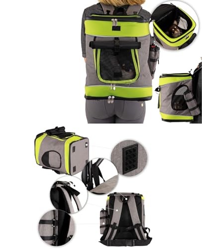 Mochila para perros lionto gris y verde ideal para paseos y excursiones cómodas 4