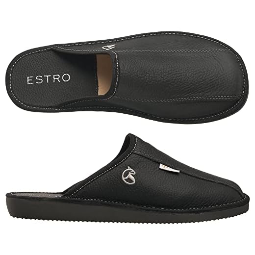 ESTRO Pantofole Lana Ciabatte Uomo Casa Pantofola Ciabatta Vera Pelle Suola di Memoria Frost (41, Onice)