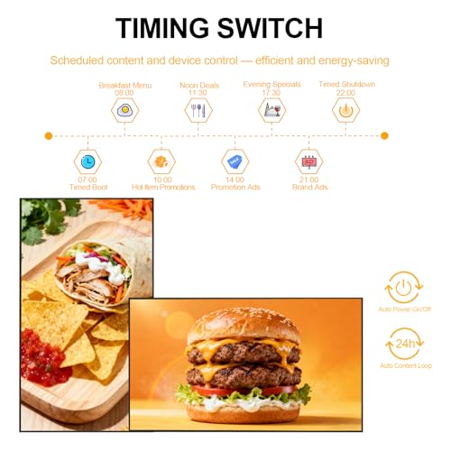 Image of 32Inch Wall Mount Digital Signage, 1000nits High Brightness Slim Frameless Advertising Display, Touchscreen Commerical Display LCD Monitor with CMS /U-Disk Plug&Play, Split Screen, 7 /24 Timer switch