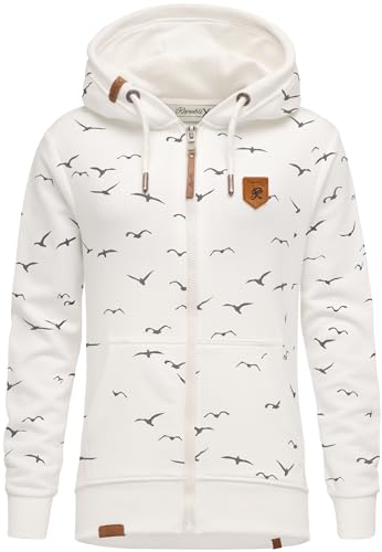 REPUBLIX Damen Sweatjacke Hoodie Sweatshirt Pullover Zipper Jacke RD-024 Weiß L