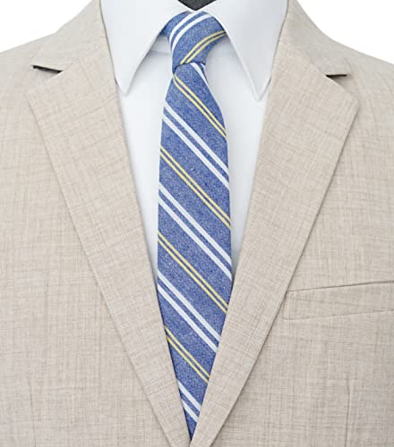 Image of BELLUNO Men's 2.5 inch Skinny Solid Cotton Linen Ties