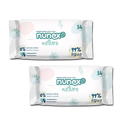 Toallitas Biodegradables para Bebés 2 Paquetes, 108 unidades | Extra Suaves 99% de Agua Protección Óptima, 0% Perfume y Alcohol