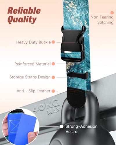 Image of Slohif Luggage Straps to Connect Two Suitcases - Adjustable Add A Bag Suitcase Connector Strap Belt Accessories to Hold Suitcases Together for Travel Sea Wave
