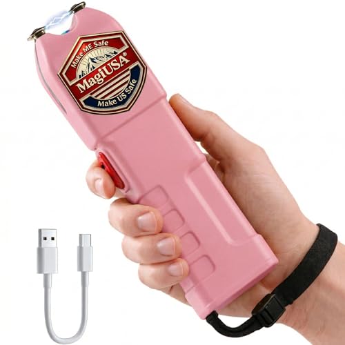 MagiUSA 989 Rechargeable Stun Gun for Self Defense LED Flashlight Pink