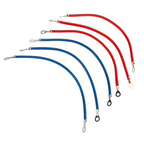 Qiilu バッテリーインバーターケーブルセット - 6PCS 25cm 銅錫メッキワイヤー ソーラー、自動車、電動自転車アプリケーション用 - 耐酸化性電源接続