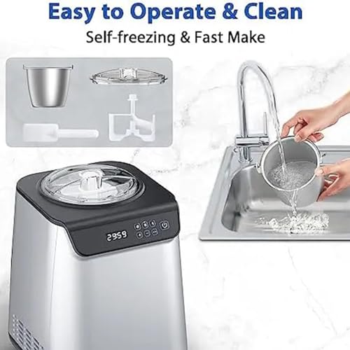 Machine à glace avec compresseur intégré et sorbotière automatique amovible