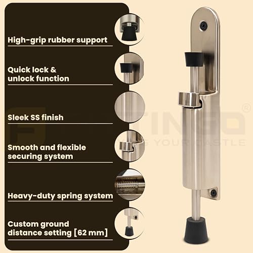 Image of Premium Kick Down Stopper /Door Magnet Stopper /Foot Operated Stopper /Heavy Duty Door Stopper /Zinc Alloy Magnetic Door Stopper - SS Finish - (Pack of 1)-| 3 Years Warranty |