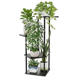 Bamworld Schwarz Pflanzenständer Blumentreppe 4 Ebenen