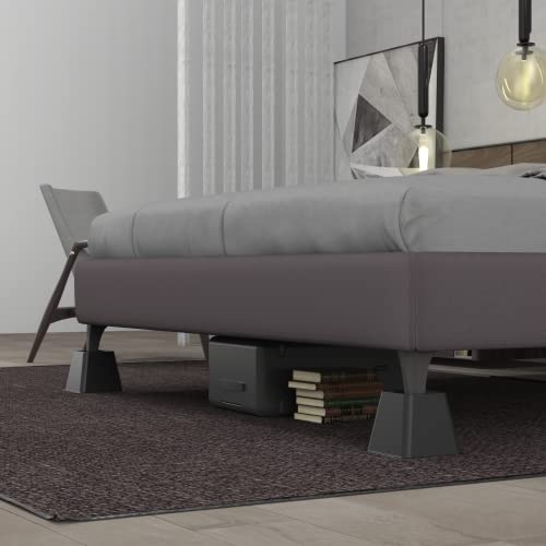 Goofurnit 4 Inches Bed Riser, Heavy Duty Bed Elevator 3000 Lbs For Lifting Bed Sofa Furniture At Home Dorm College, 9 Pieces, Square, Black #TOP1