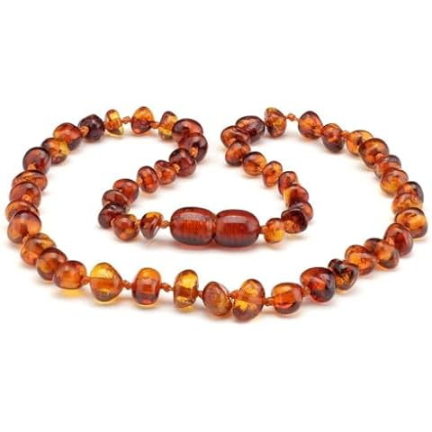 Baby J's Cognac Amber Necklace with Semi-Precious Stones Cover