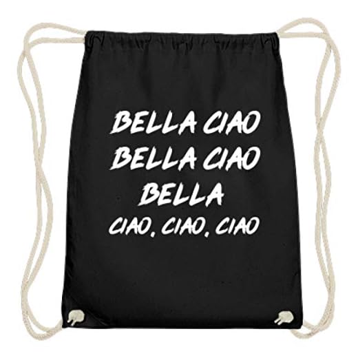 Bella Ciao – House of Geldes Song Text – Enkel och rymlig design – Bomull Gymsac, - svart - 37cm-46cm