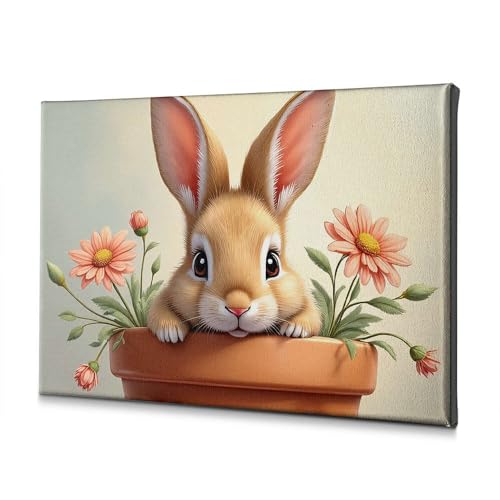 Toile murale Pâques lapin pour rafraîchir un mur blanc 40x60