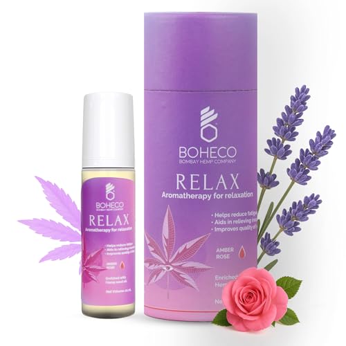 Image of BOHECO RELAX Aromatherapy Roll On Helps in Better Sleep | Sleep Roll On | Aromatherapy Oil | Sleep Aid Helps Improve Sleep | Enriched with Hemp Seed Oil | Amber Rose Fragrance - 10ml