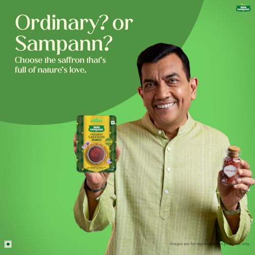 Image of Tata Sampann Golden Saffron, 1g, Natural Aroma & Colour, Pure & Natural Kesar, ISO 3632 Tested (Pack of 3)