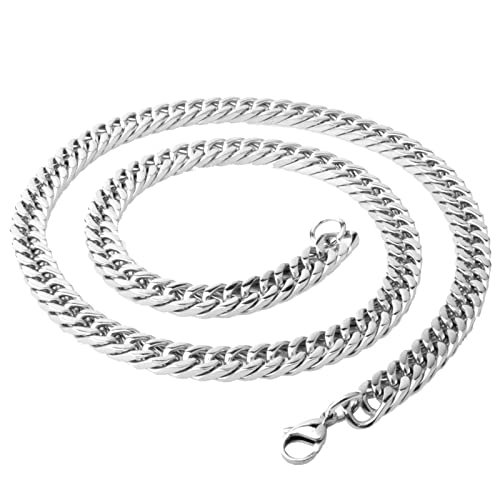NEHZUS Kubanische Gliederkette für Herren, Goldkette | Silberkette | Rotgoldkette für Männer, Jungen, Frauen, Hip-Hop & cooler Stil, 316L Edelstahl/18K vergoldet, 6 mm, 40/50/70 cm (40CM, Silver)