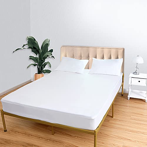 Warmtex Waterproof Mattress Protector Full Size Premium Smooth Fabric Bed Mattress Cover White Mattress Pad Noiseless Breathable Vinyl Free Mattress Top 14 Inches Deep Pocket #TOP5