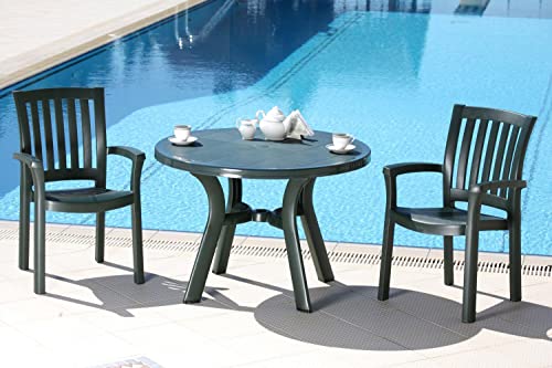 Compamia Truva 42" Round Resin Patio Dining Table In Green, Commercial Grade #TOP3