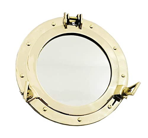 Trou rond en verre miroir style hublot antique marron déco