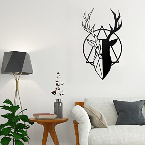 Image of METSY Metal Deer Wall Art | Deer Head Wall Sulpture | Wildlife Metal Wall Hanging | Modern Deer Head Wall Mount | Size - 71 x 40 cm
